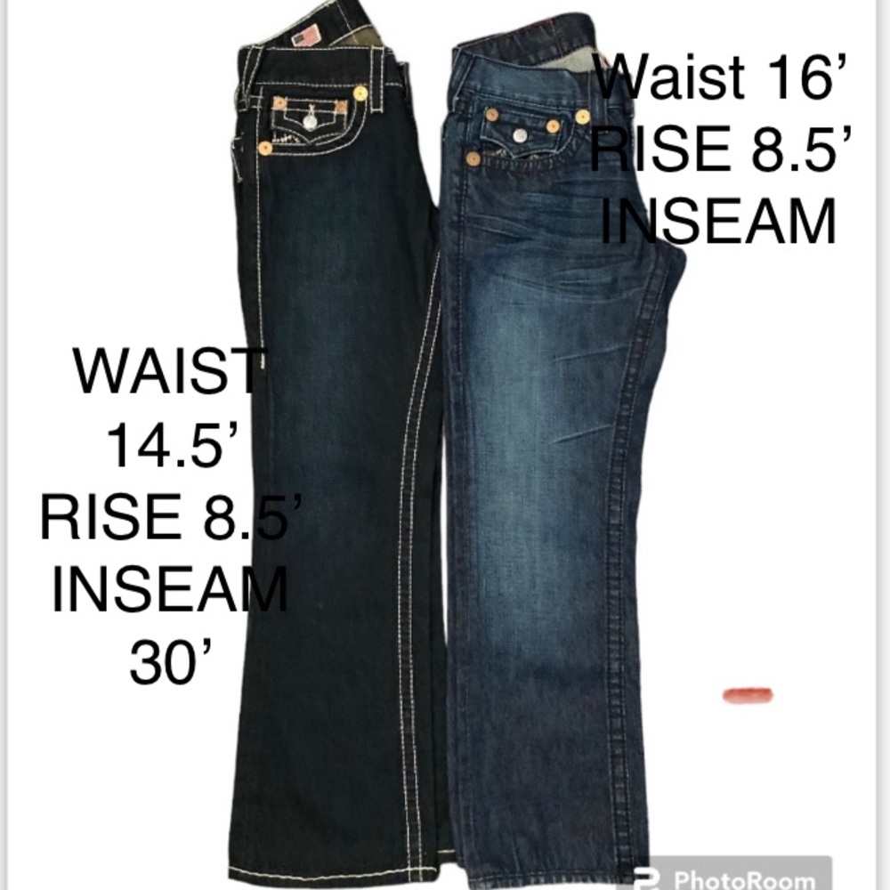 TRUE RELIGION 2 Low Rise Boot Cut Flare 💯 Cotton Jeans Size 28 - Picture 13 of 16